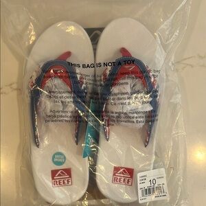 Reef White and Blue Flip-Flops Classic Sandals